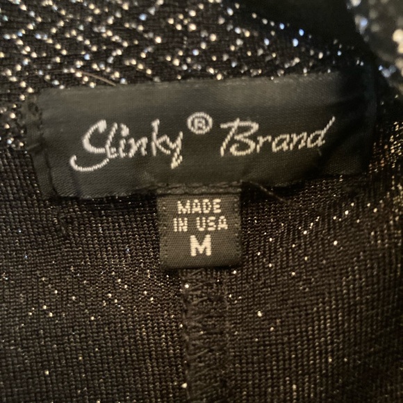 Slinky Brand Lurex Cardigan MED Silver & Black Tuxedo Front Lapels GREAT TOPPER - Picture 6 of 7